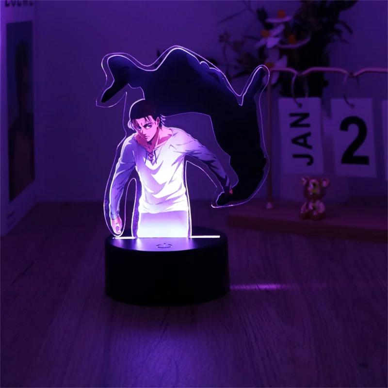 Anime Figures 3D Lamps Attack On Titan LED Night Light Cartoon Children Gifts 7 Colors Smart Touch USB Lamp Bedroom Decoration