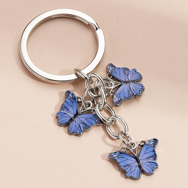 1Pc Cute Keychain Colorful Butterfly Key Ring Flying Animals Key Chains for Women Girls Handbag Accessories Handmade Jewelry
