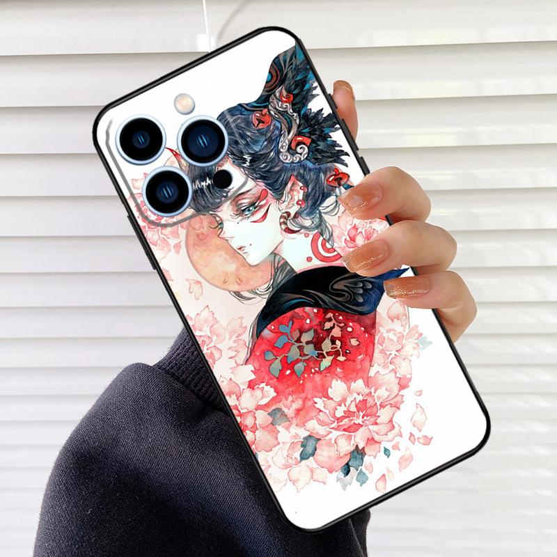 Japanese Style Anime Fox Phone Case For iPhone 16 15 14 13 11 12 17 Pro Max Mini 15 16 Plus 16e 17 Air Cover Fundas