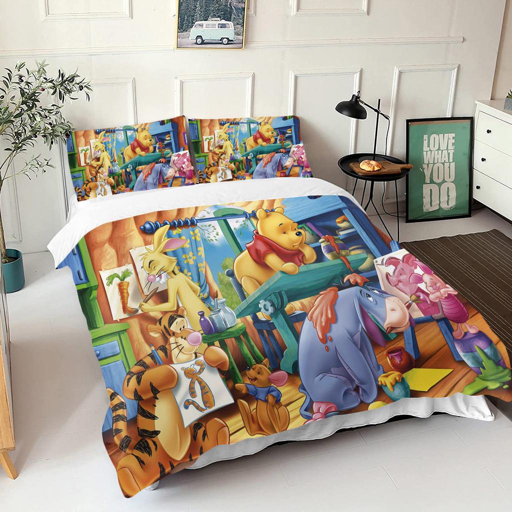 Winnie The Pooh Bear Bedding Set Duvet Cover Queen With Pillowcase 3d Children'S Bedding Set Universal Suitable For Children