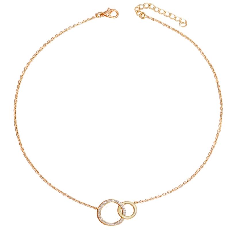 Sturdy Brass Women's Necklace Fashion Thin Chain Minimalist Dainty Double Round Pendant Jewelry Statement Pieces
