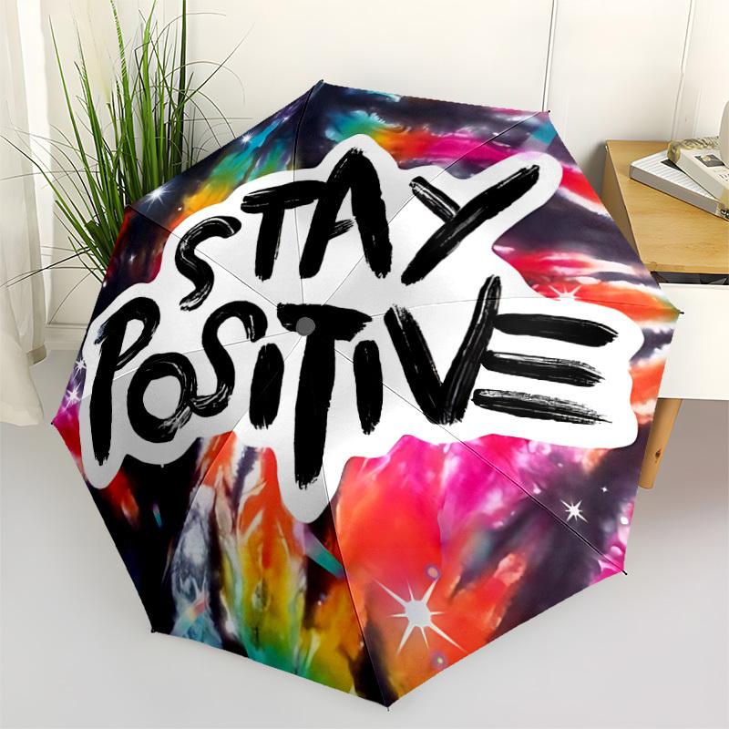 

1pc Positive Vibe Automatic Open/close Folding Umbrella, Compact Portable Travel Umbrella, Durable Construction yy251230127