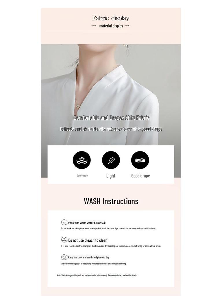 Women's Retro Hong Kong V-Neck Chiffon Shirt - Long Sleeve, Loose Fit, Stylish Workwear for Spring/Autumn