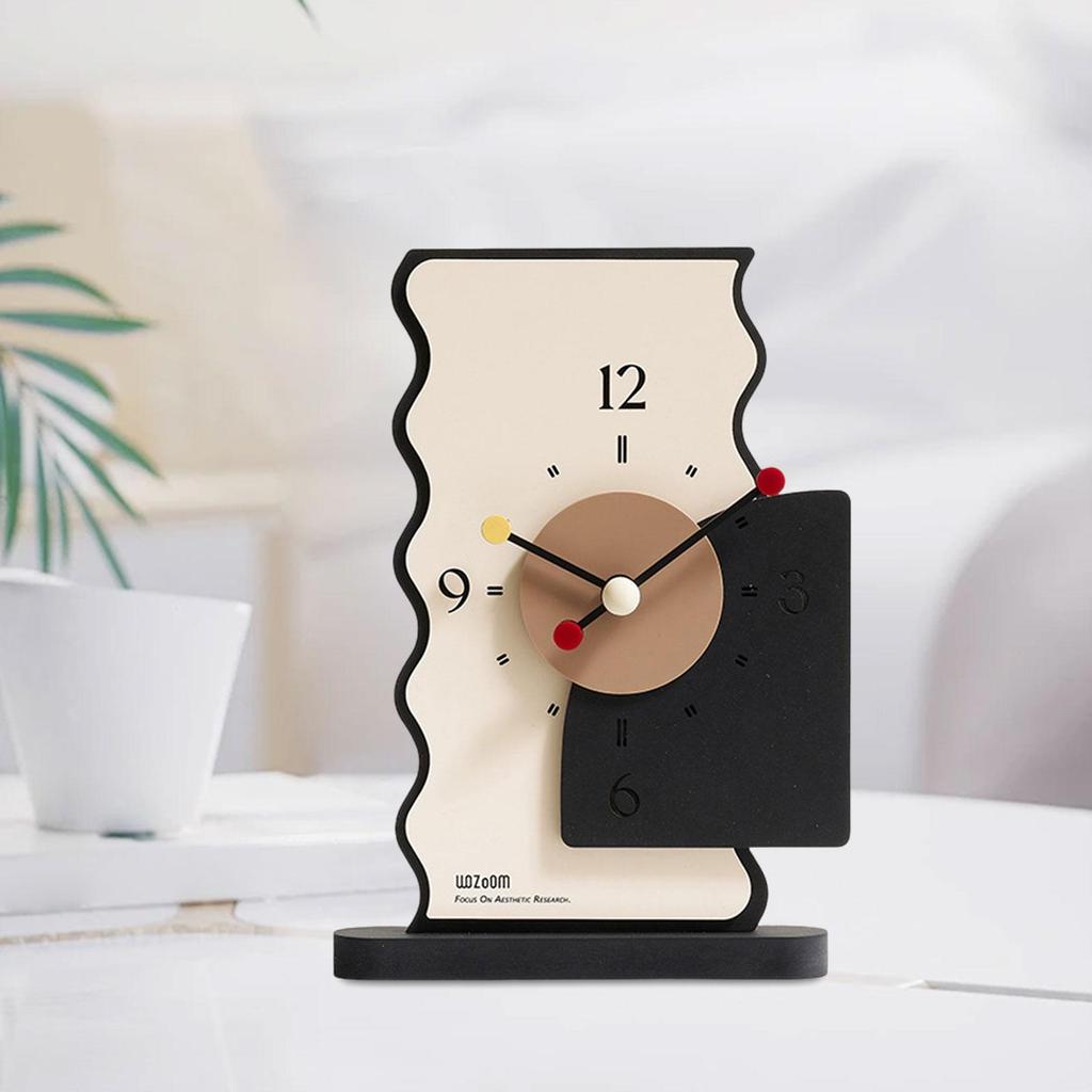Table Clock Sturdy Housewarming Gift Creative Wood Decorative Modern Table Clock for House Shelf Living Room Office Bedside