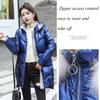 Winter Women Mid-length Parkas Jackets Casual Female Thicken Warm Hooded Jackets Coat Windprood Shiny Parka Coat with Fur Collar