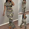 Women's Pants Suits Slim Short Sleeve T-shirt Pants