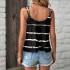 Women's Striped Print Tops Sleeveless O-Neck Camisole T-shirt