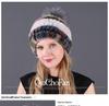 Women's Fur Hat with Rex Rabbit and Fox Fur Pompon for Autumn and Winter