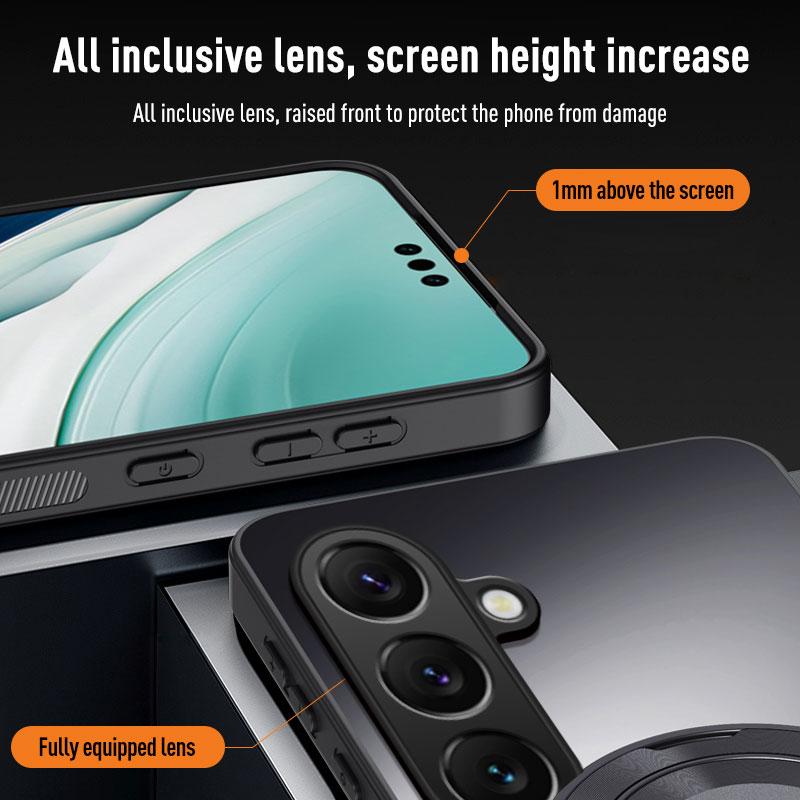 For Samsung S25 Edge S24 S23 S22 S21 Plus FE Note 20 Ultra Magnetic Ring Stand Back Phone Case Magsafe Ring Lens Protect Cover