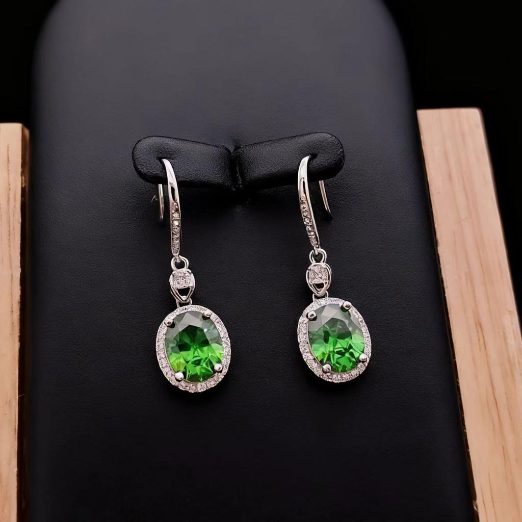 Fashion Jewelry Earrings Imitation 8 * 10 Coconut Round Ruby Sapphire Long Earrings Pigeon Egg High Carbon Diamond Earrings
