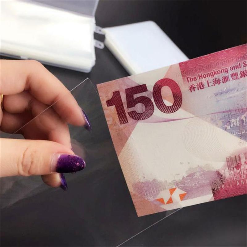 100Pcs/box Banknotes Holder Coin Album Storage Bag Box Photocards PVC Page Paper Money Botanical Specimen Collection Case Transparent Organizer
