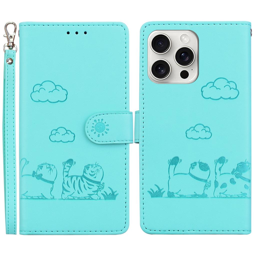 For iPhone 16 Pro Max Case RFID Blocking Kitten Pattern TPU+PU Leather Phone Cover