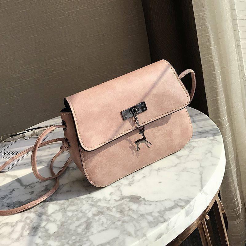 European And American Retro Style Small Saddle Bag With Deer Pendant Pu Shoulder Bag