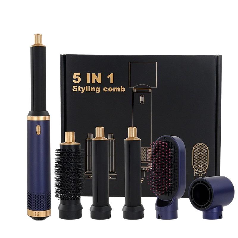 New Multi-Functional 5-in-1 Hair Dryer & Hot Air Brush with Adjustable Temp & Auto Curling