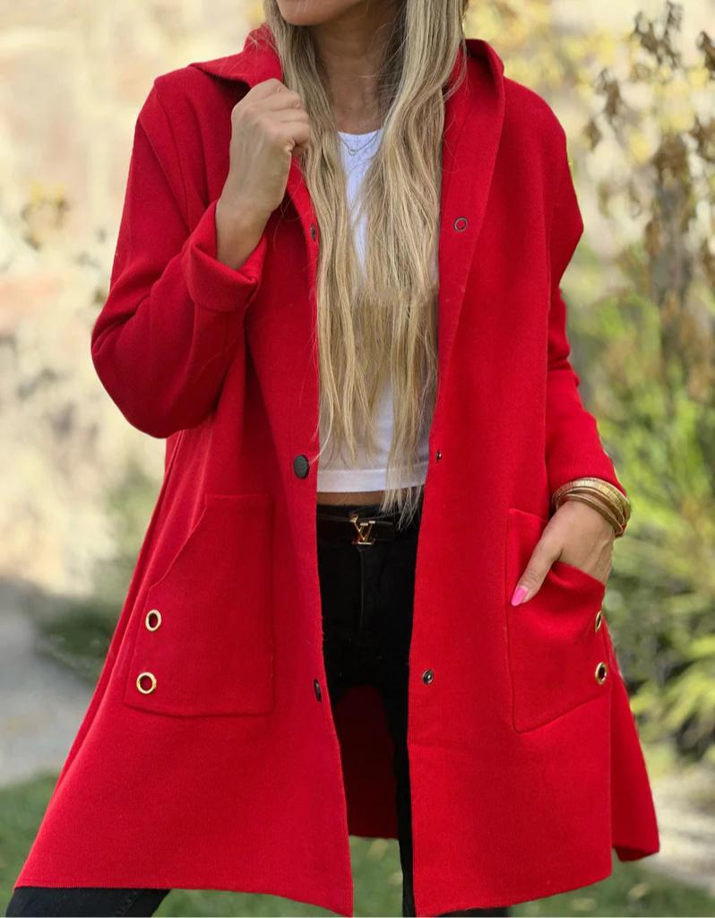 Women's Winter Hooded Coats Long Sleeve Pocket Jackets Casual Loose Button Woolen Outerwear Clothing Women