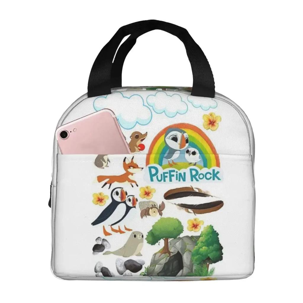 Puffin Rock En Nieuwe Vrienden Geïsoleerde Lunchtas voor Vrouwen Kinderen Draagbare Voedseldozen Thermische Lunchbox Tote