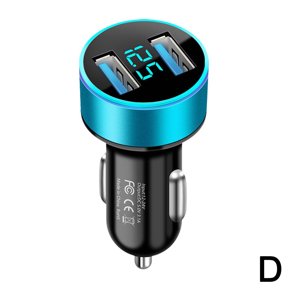 Car Charger Dual USB Super Fast Charging Car Charger Adapter 3.1A Aluminum Alloy Cigarette Lighter Adapter Voltmeter LCD Display