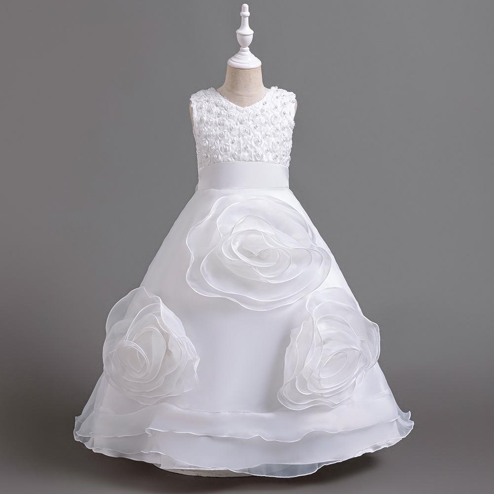 Girls' Formal Fashion Tulle Skirt Flower Girl Dress for Weddings and Piano Performances - Available Now