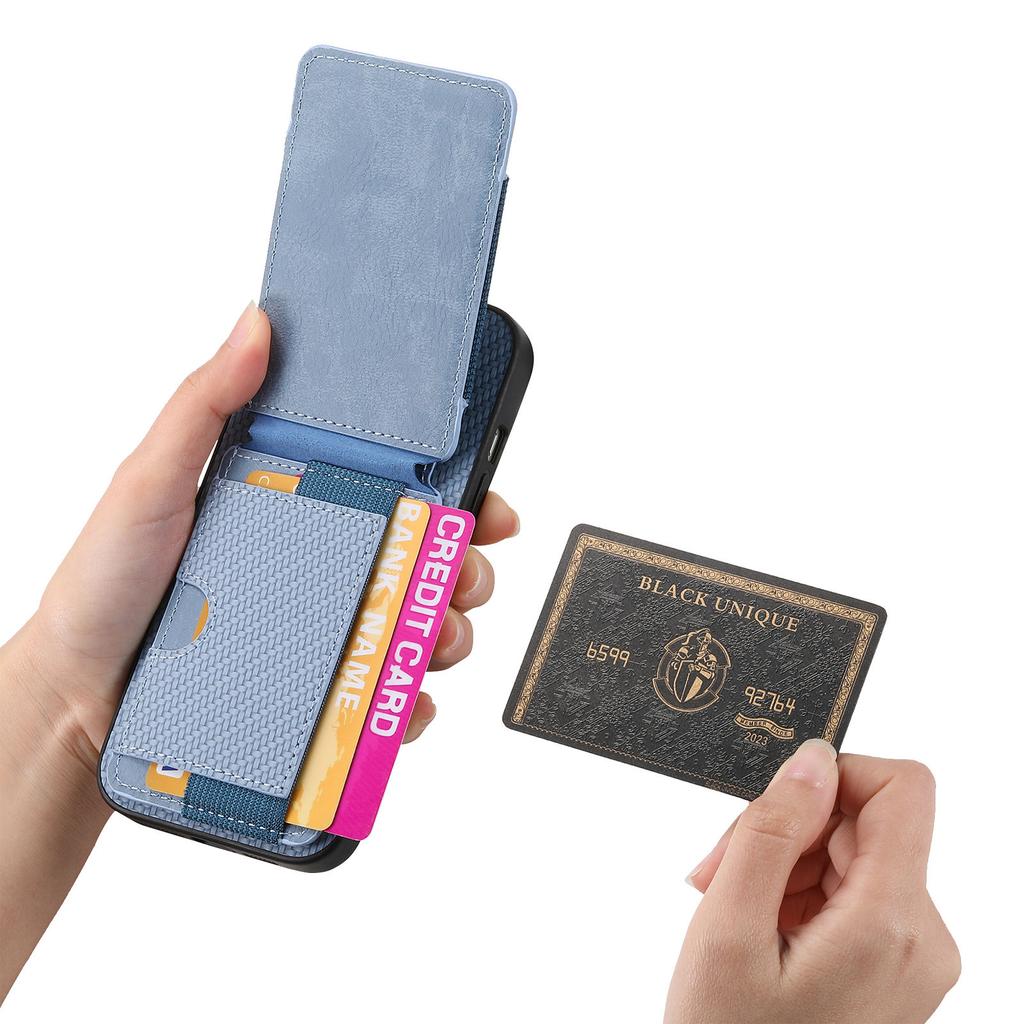 For iPhone 17 Pro Case with Card Holder Kickstand Leather Back Cover