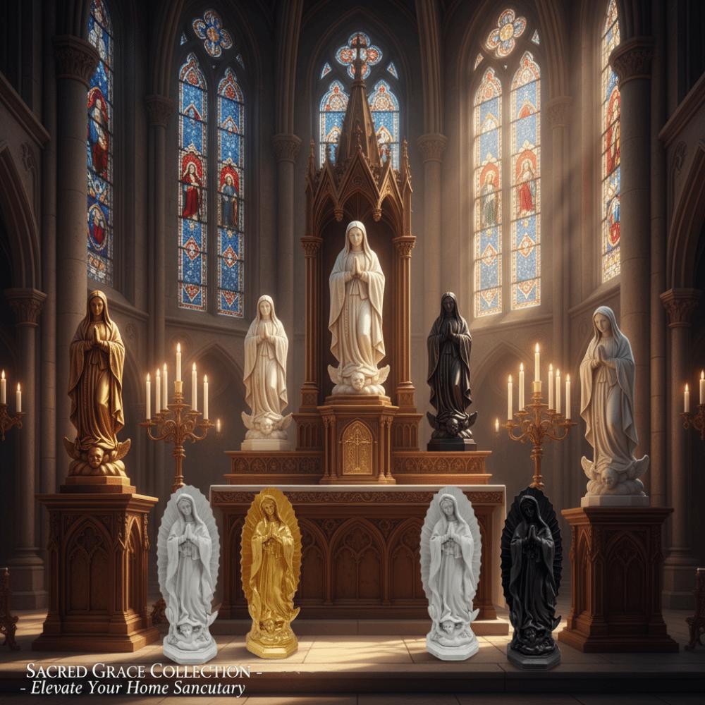 Figurka Matki Bożej z żywicy Katolicyzm Królowa Łaski Statua Madonny z żywicy Protestantyzm Modlitwa Religijny Gipsowy Ornament