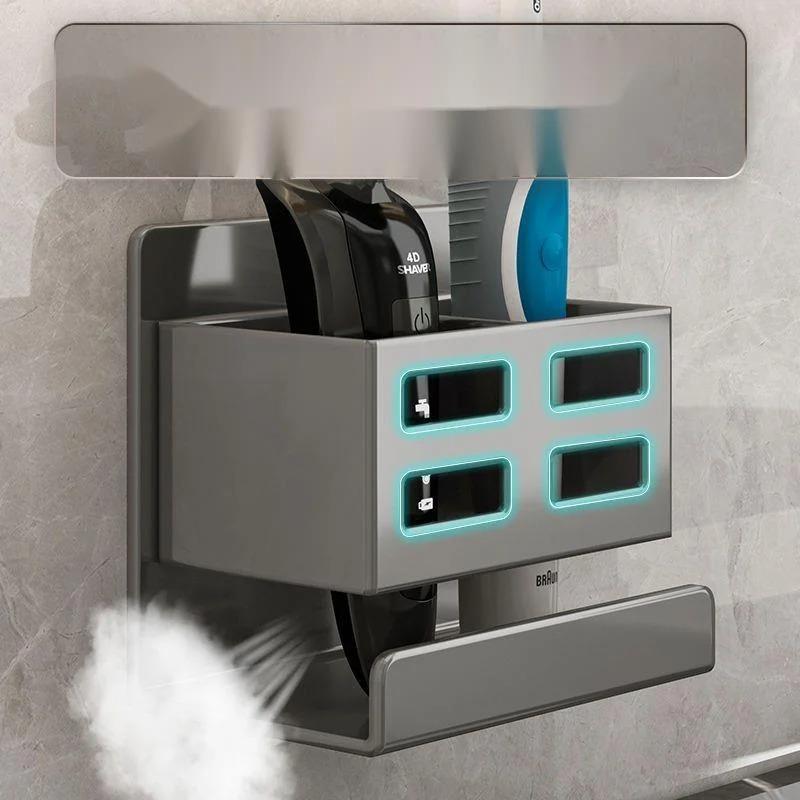 Wall Mounted Toothbrush Holder Cosmetic Storage Box For Comb Razor Punch-Free Bathroom Space Saving Accessories