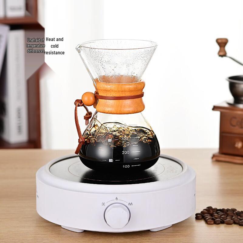 TLXT Wood Chip Glass Coffee Sharing Pot