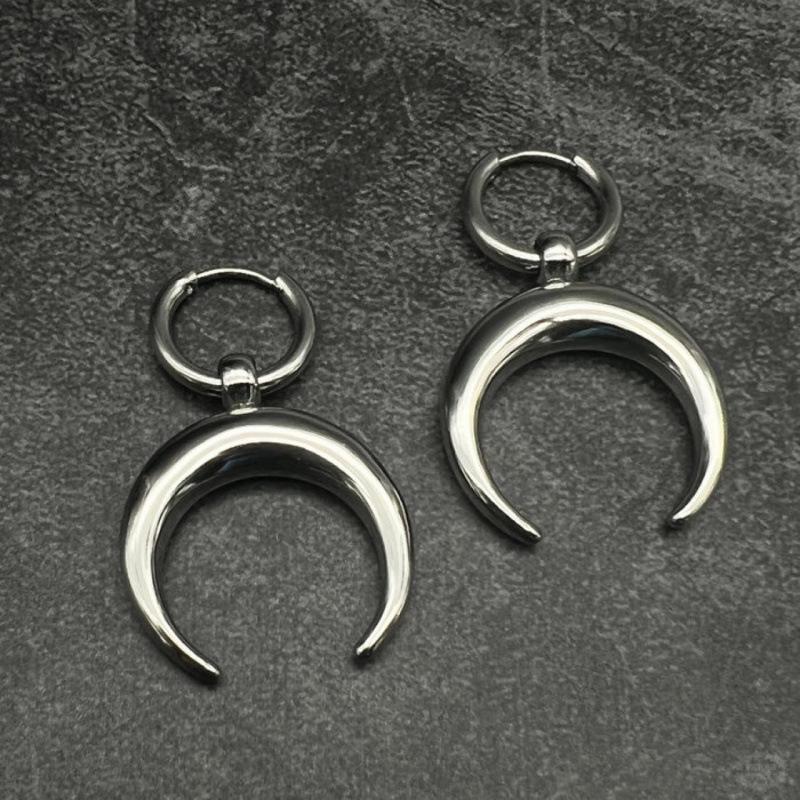 Hip Hop Harajuku Moon Vintage Metal C-Shaped Earrings