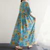 Manga curta plus size vintage floral novo em vestidos para mulheres casual solto longo vestido de verão