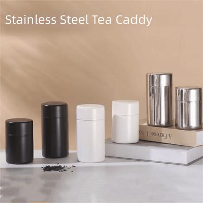Double Lids Stainless Steel Tea Canister Airtight Seal Stainless Steel Tea Storage Container Multi-functional Keep Fresh