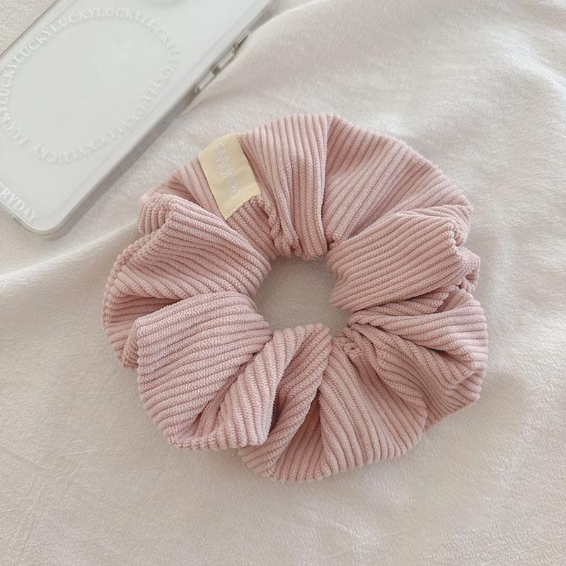 Vintage Solid Color Corduroy Stripe Scrunchies Elastic Hair Bands For Women Girls Sweet Hair Accessories Ponytail Headwear