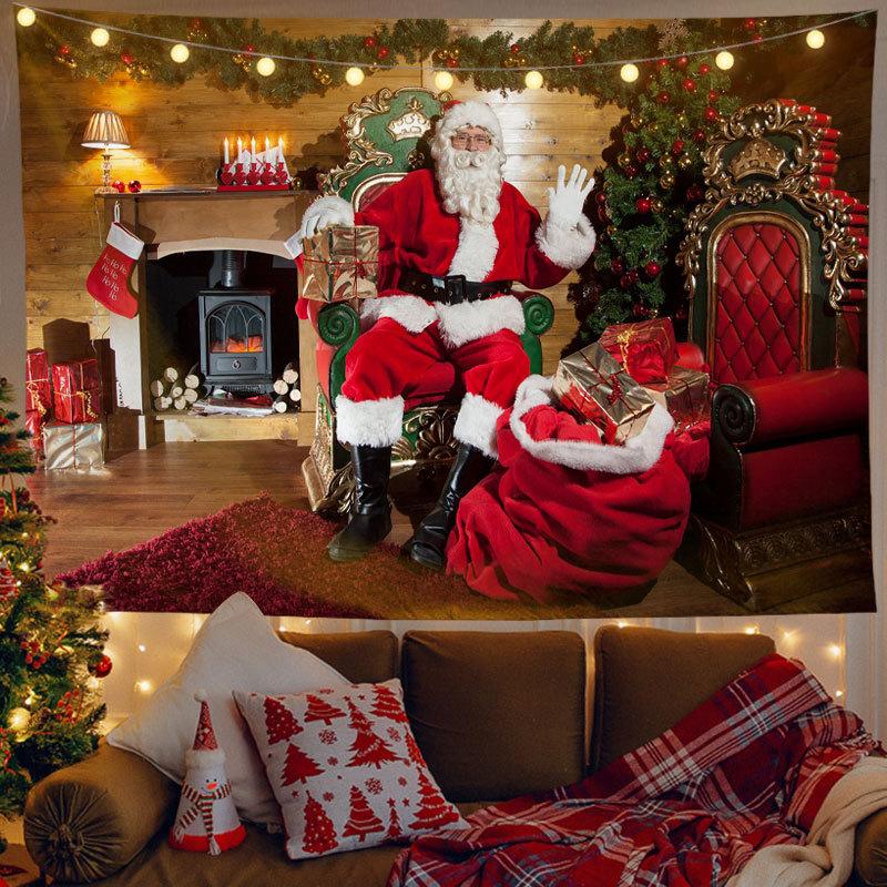 Santa Claus Tapestry Holiday Party Decoration Background Cloth Living Room Bedroom Dormitory  Home Decor