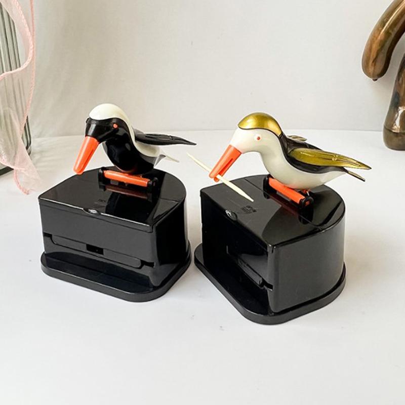 Creative Toothpick Holder Cartoon Small Bird Toothpick Container Press Toothpick Holders Dispenser Storage Box Automatic Kitchen
