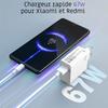 Snellader 67W + USB-C Kabel 6A 1 Meter voor Xiaomi Redmi Note 15 Note 14/Pro Plus 13 12 4G-5G, A5,15C,14C,13C