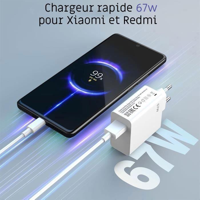 Snellader 67W + USB-C Kabel 6A 1 Meter voor Xiaomi Redmi Note 15 Note 14/Pro Plus 13 12 4G-5G, A5,15C,14C,13C