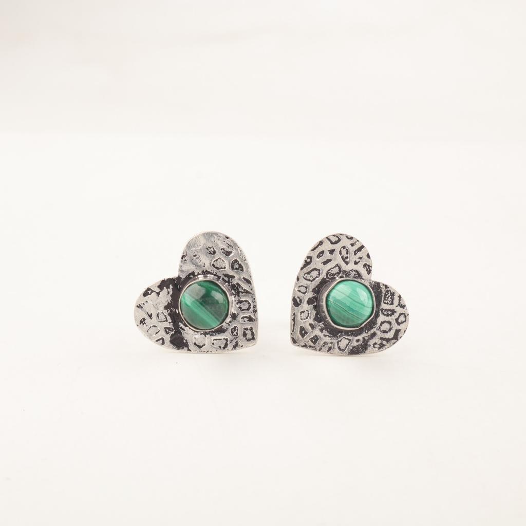 Malachite Gemstone 925 Sterling Silver Jewelry Handmade Studs 0.6" Gift For Mom EE-143-22