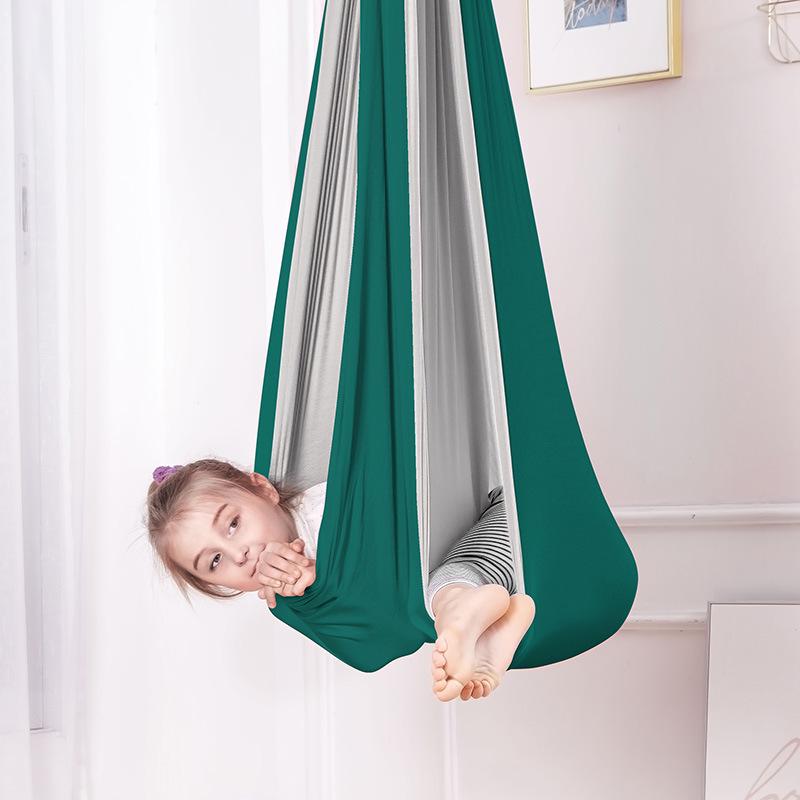 Children's Double-Layer Stretchy Hammock Swing for Indoor/Outdoor Sensory Yoga (230*150)