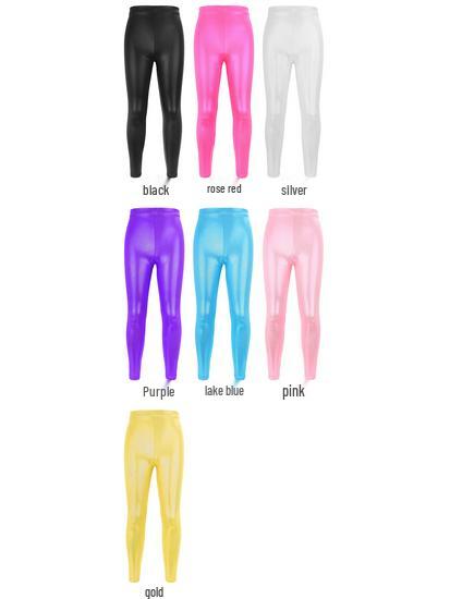 Leggings da Ballo e Yoga per Bambini in Lamina Dorata Lucida: Alta Elasticità, Traspirante