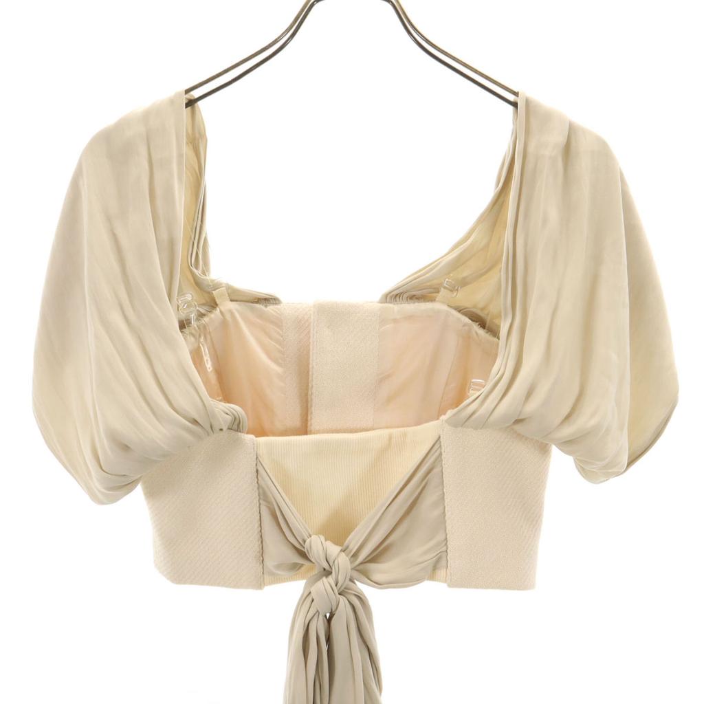 FUMIE TANAKA fabricat în Japonia Bustier cu panglică încrețită 1 bej Femei Second-hand