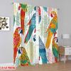 2D flat printing 2pcs Curtain Curtains Colorful Parrots Among Leaves Digital Printed Polyester Drapes Family Party Decoration