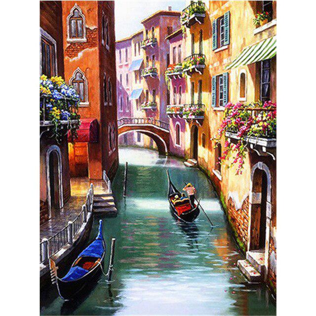 Scenery DIY 5D Diamond Painting Full Round Drill City Street Diamond Embroidery Cross Stitch Rhinestone Mosaic Home Decor Gift