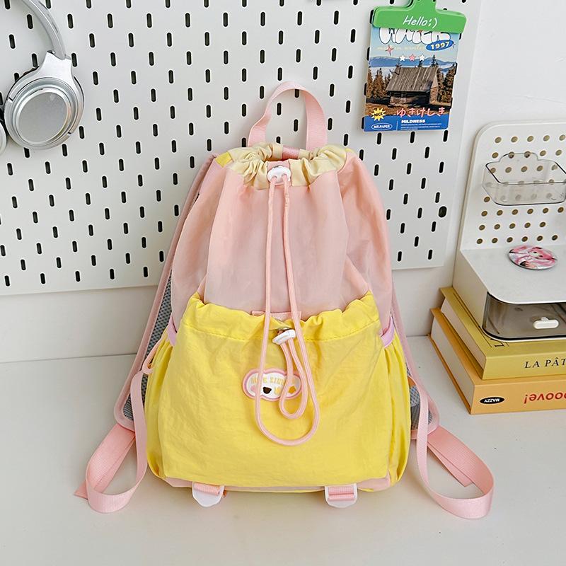 Schoolbag New Large Capacity Backpack Men's and Women's Casual Mobile Phone Bag Lightweight Small Backpack Drawstring Mountaineering Bucket Bag