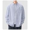 Spring Autumn Polo-neck Striped Printing Loose Casual Long Sleeve Shirt Male Cardigan Top Men