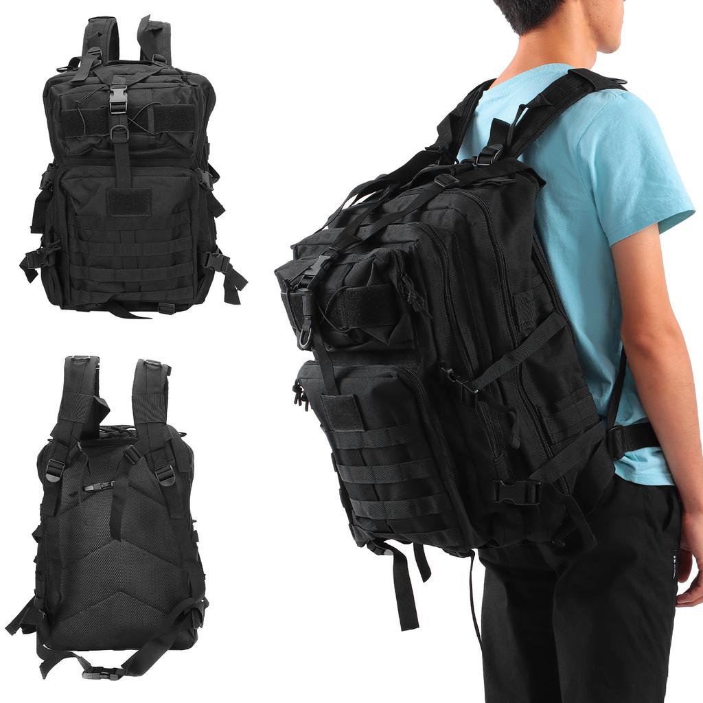 Waterproof Backpack Durable Nylon Mountaineering Equipment Bag for Outdoor ActivitiesBlack