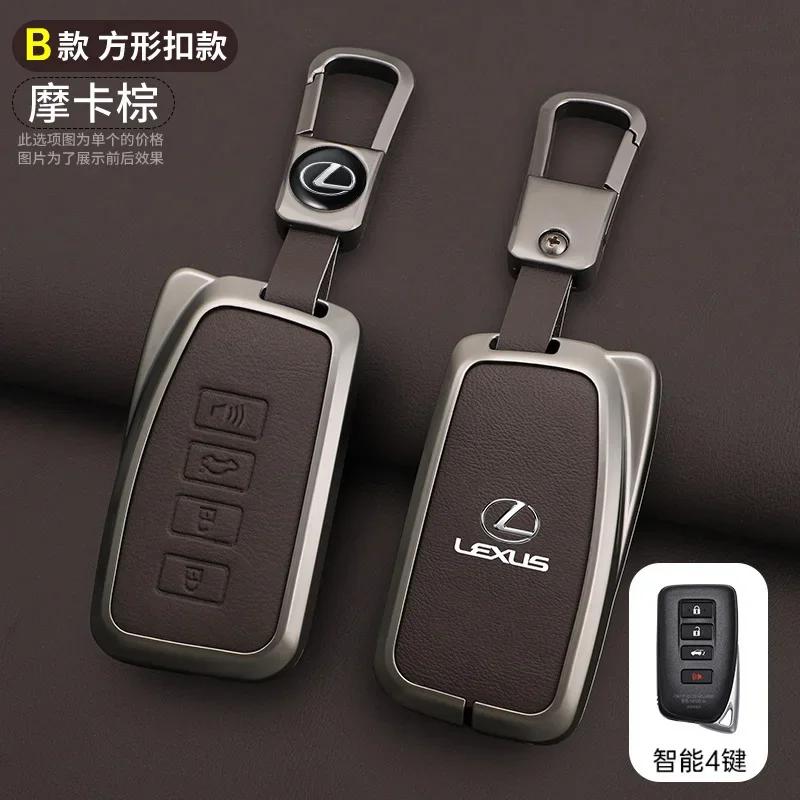 

Leather Car Key Case Cover for Lexus NX 200 NX300H RX 350 450H ES 350 ES 300h 2 3 4 Buttons Key Auto Accessories Holder Keychain For Lexus logo