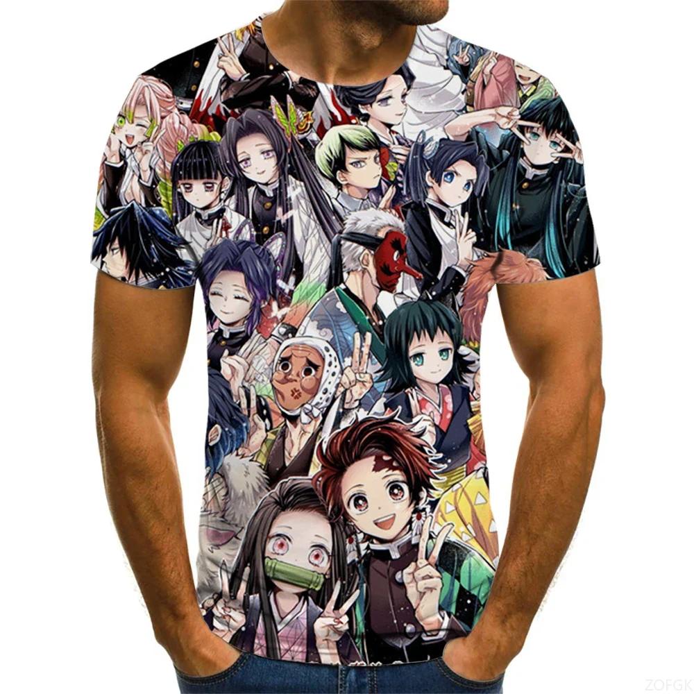 Demon Slayer 3D Print T-Shirt for Men, Summer Fashion Casual Short Sleeve, Versatile Loose Harajuku Street Style T-Shirt