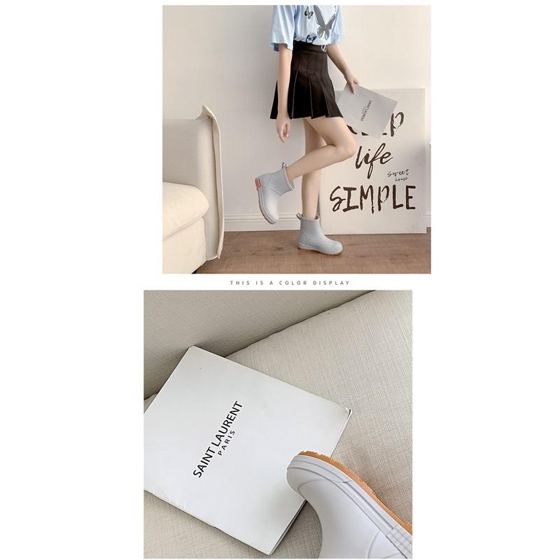 Unisex Waterproof Mid-Calf Rain Boots Non-Slip PVC Rain Shoes Simple Casual Style