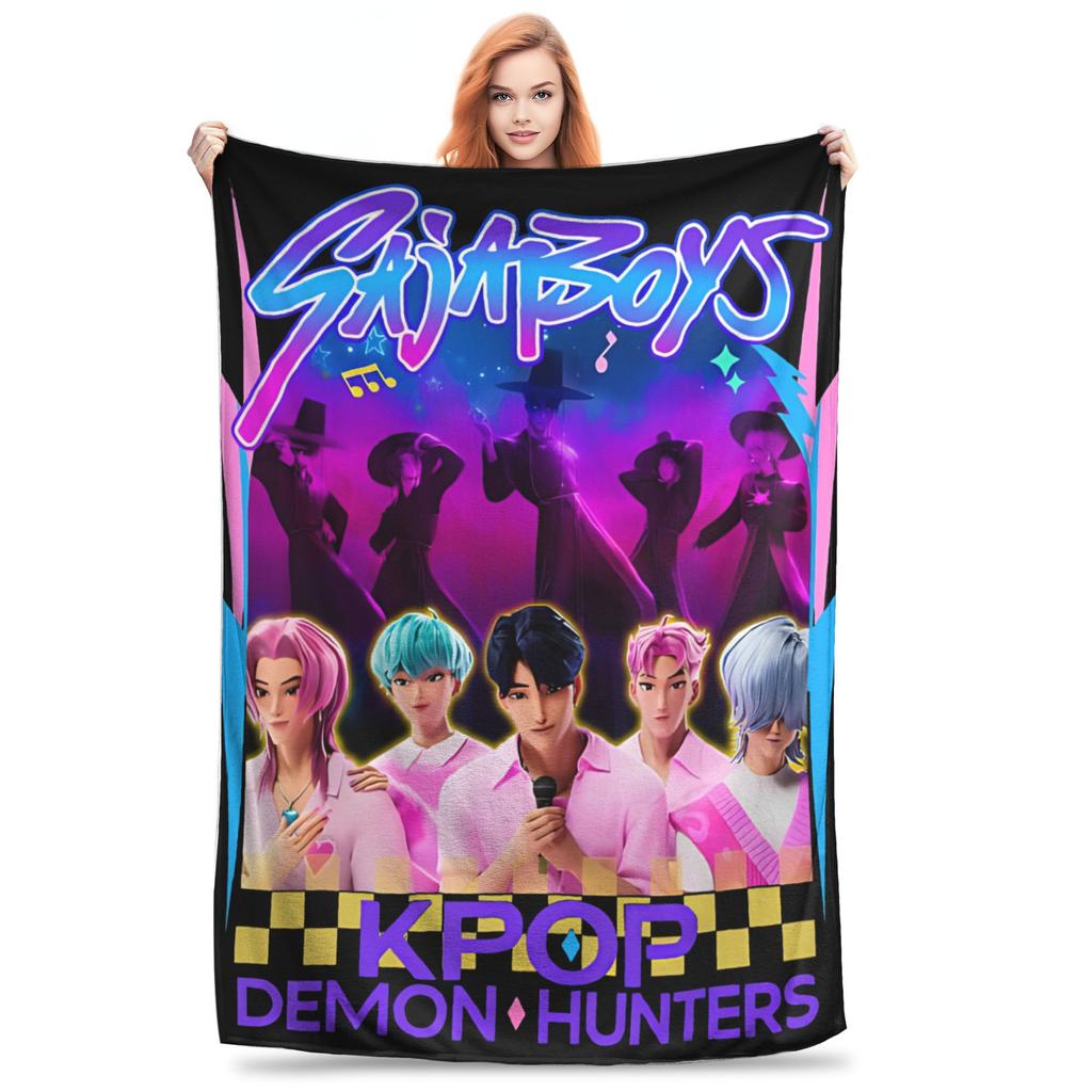Saja Boys Kpop Demon Hunters Blanket Fleece Spring/Autumn Jinu  Multifunction Warm Throw Blankets for Sofa Car Quilt