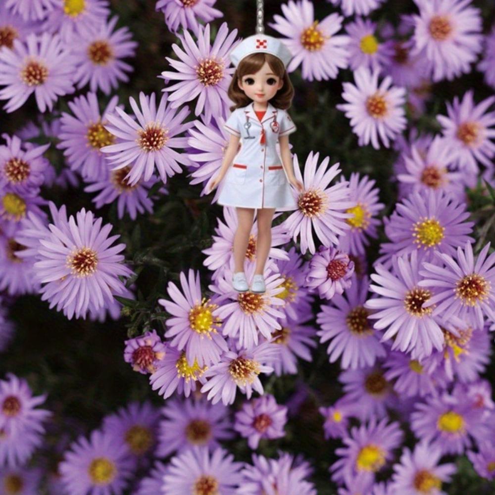 Elegant and Beautiful Acrylic Nurse Keychain - Medical Uniform Nurse Theme Keyring for Nurses Day Pendant Gift Souvenirs for Friends