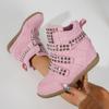 Literary Style Rivet High-top Boots Women's Platform Short Boots Slope Heel Sports Shoes High-top Shoes Pile Boots Women