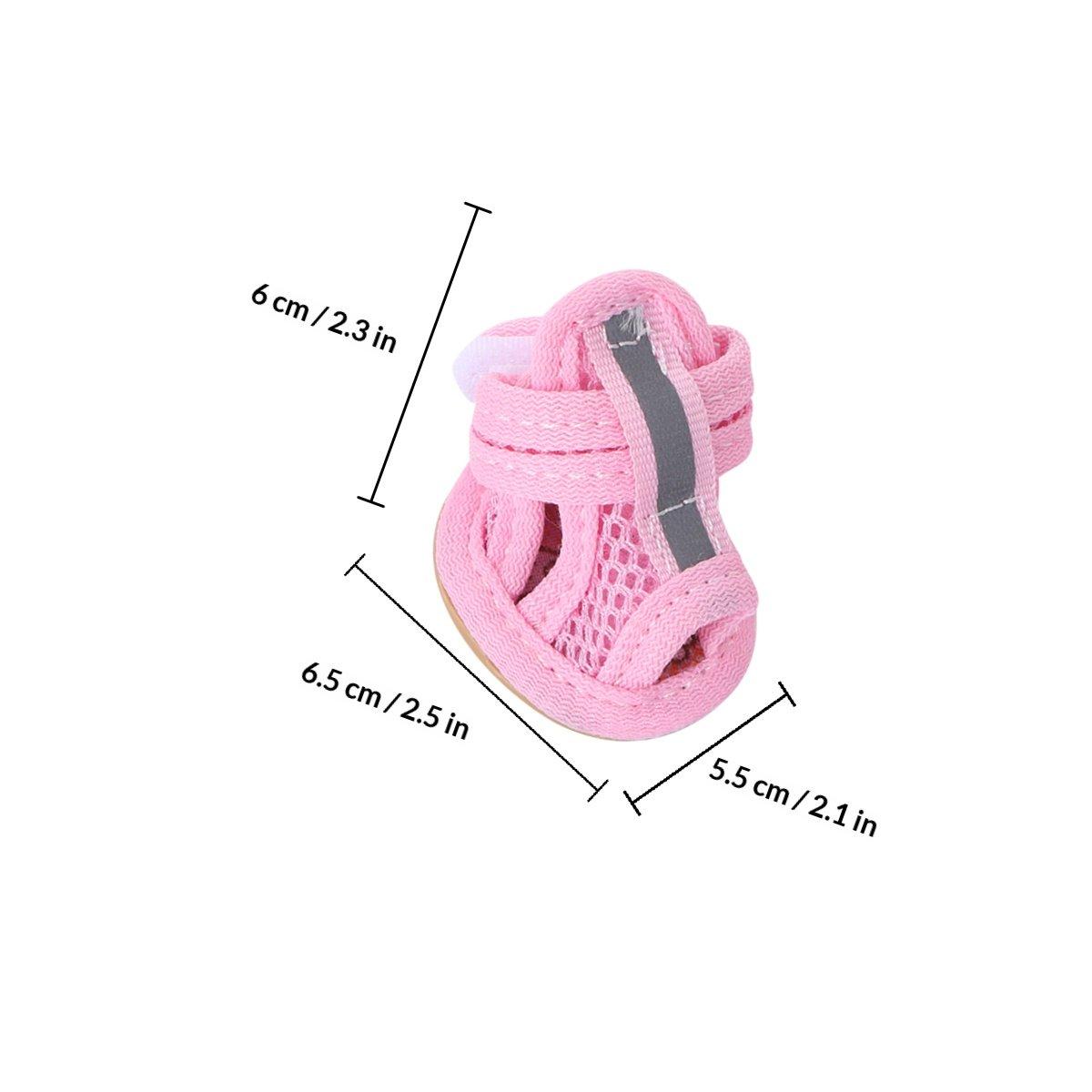 

4Pcs Shoes Breathable Mesh Pet Sandals Anti-Slip Sole Protection for Pavement Use Size 1 рожевий